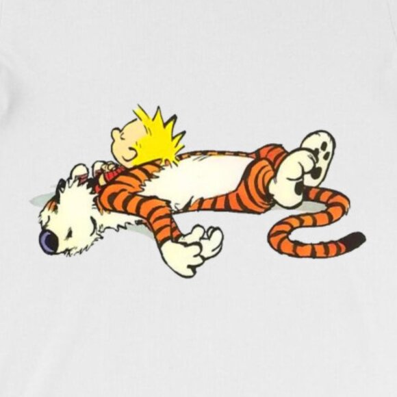 Calvin And Hobbes Tired Funny Comic Cartoon Humor Quote Graphic T-Shirt 81 - Picture 2 of 5